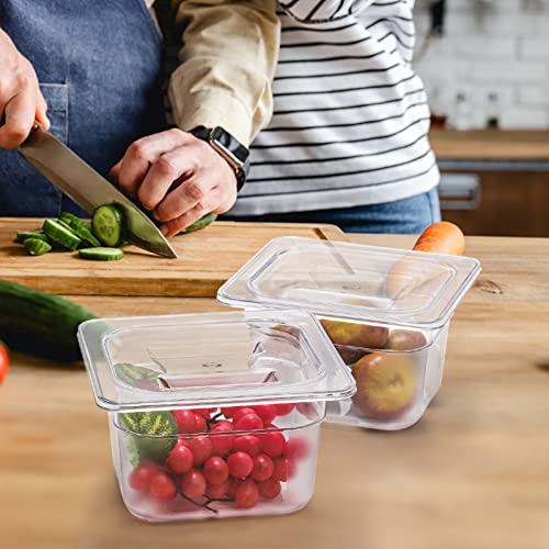 Bekith 6 Pack 1/6 Size Clear Polycarbonate Food Pans with Lids for Kitchen Restaurant Food Prep, 4 Inches Deep - Image 6