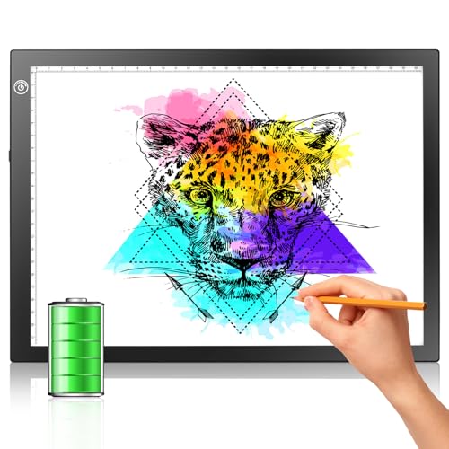 LitEnergy Rechargeable Tracing Light Box, Ultra-Thin Adjustable Battery Powered Artcraft LED Tracer Light Pad Tablet for Drawing, Sketching, Animation, Stenciling, Diamond Art Painting Kits for Adults