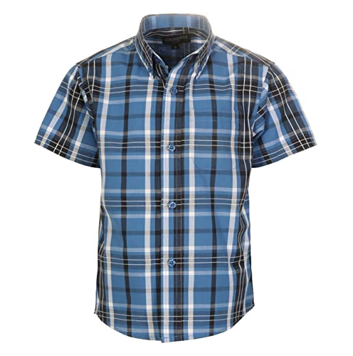 Image of Gioberti Boys Casual Plaid Checked Short Sleeve Button Down Shirt