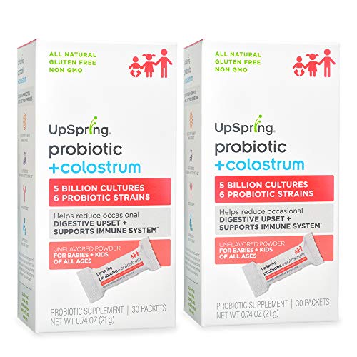 Upspring Kids Probiotic Plus Colostrum ? Probiotic & Colostrum Powder Supplement Provides Immune Support and Supports Digestive Health to Assist with Colic, Gas, Constipation | 2 Pack - 30 Ct Each