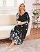Ekouaer Long Nightgown for Women 3/4 Sleeves Nightshirt Maxi Sleep Dress Plus Size Loungewear Full Length Sleepwear Black Floral XX-Large