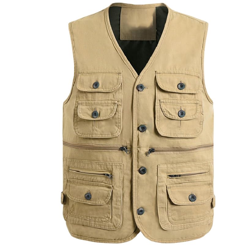 Gilet de photographie homme en pur coton multi-poches USTZFTBCL