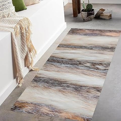 RUGROOM Faux Wolf Fur Runner Rug Cover