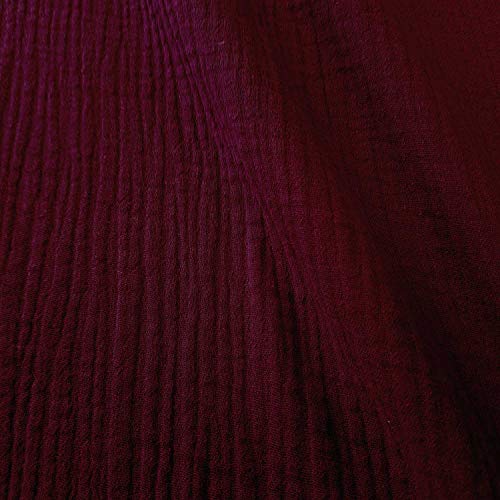 Meterware Tela de muselina de algodón, color burdeos liso, tela de gasa doble para pañales, paño para vómitos, precio por metro