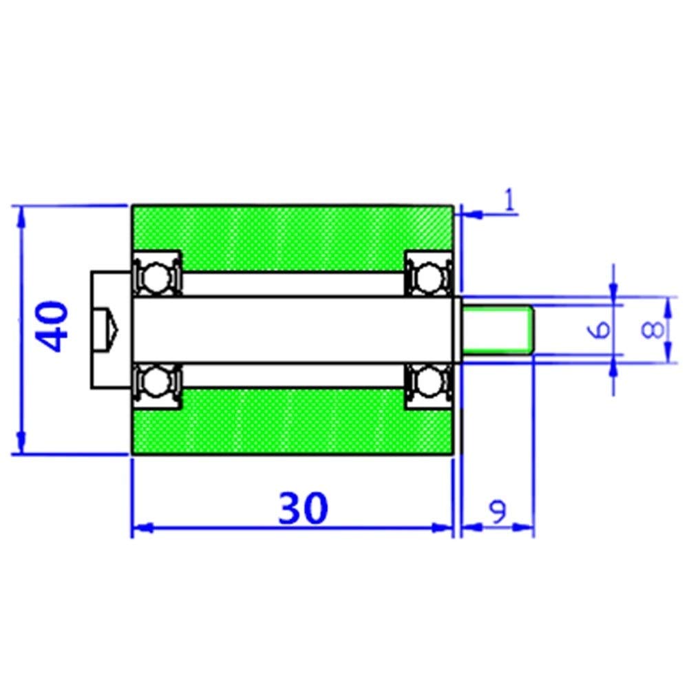 Produkty napędowe PU 698 łożyska 8 x 40 30 mm powlekane gumą koło łożyskowe do liczenia pieniędzy, odporne na zużycie łożyska kulkowe (6 szt.)