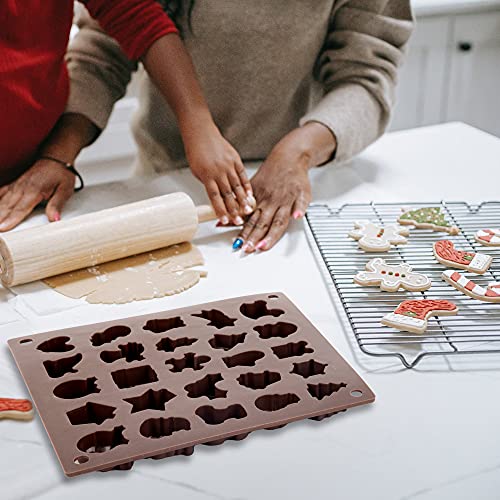 2 Pack Christmas Silicone Molds 25 Holes Candy Chocolate Cake Baking Mold Set Xmas Tree Santa Clause Snowflake Snowman Shaped Mold For Gingerbread Candy Biscuits Cakes Ice Cube Diy Making #TOP4