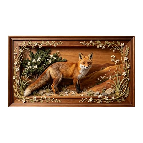Décoration murale rustique avec grand renard 3D pour chambre cosy