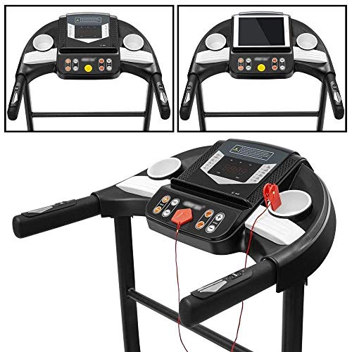 Foto von Laufband, zusammenklappbares elektrisches Laufband für den Heimgebrauch, mit LCD-Konsole, rutschfestes Laufband, tragbares Fitnessgerät für Fitnesstraining