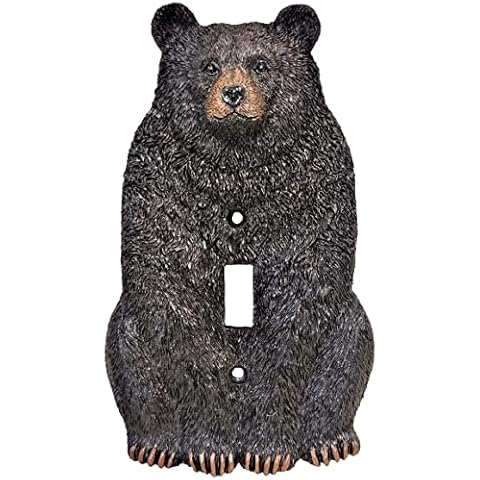 Rustic Sitting Black Bear Electrical Light Switch Cover Wall Plate (Bear Single Toggle Light Switch Cover) Cover