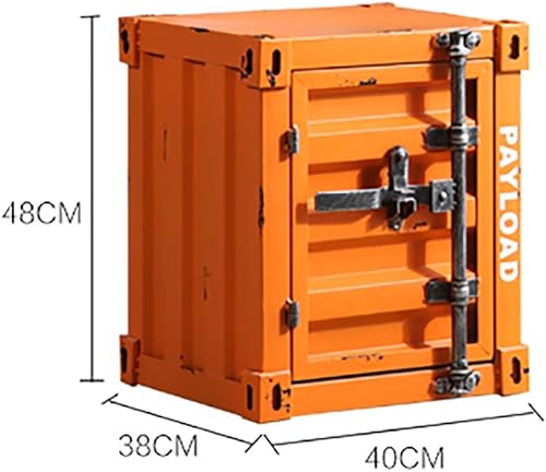 Miniatura 2 de ZWJLIZI Mesa auxiliar, gabinete industrial para contenedores de viento, mesa de noche de hierro multifuncional nórdica, armario de almacenamiento