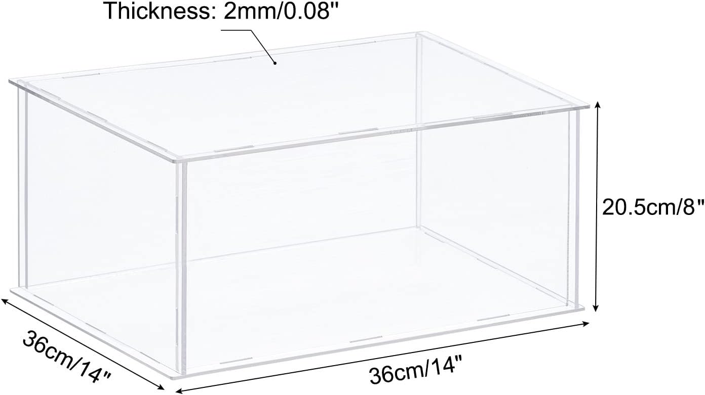 meccanixity acrylic display case plastic box clear assemble dustproof showcase 14x14x8 inch for collectibles items