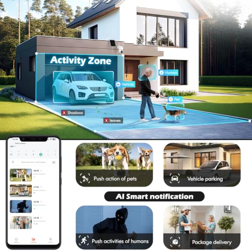 Allweviee Solar Security Cameras Wireless Outdoor, 2K 3MP Pan Tilt 355° View IP65 Waterproof Rechargeable Battery Powered PTZ WiFi Camera with PIR, Color Night Vision,2-Way Talk,Cloud/SD by Allweviee - Used condition - Image 7