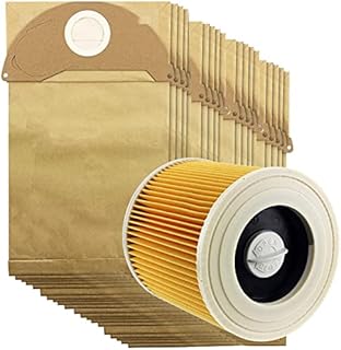 Spares2go Hoover Bags and Pleated Filter for Karcher Vacuum Cleaners (Cartridge Filter + 20 Bags)