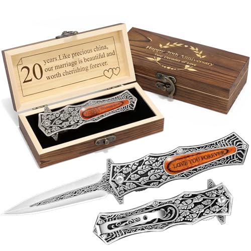 BOHMR 20 Years Anniversary Keepsake Gifts for Men, Personalized 20th
