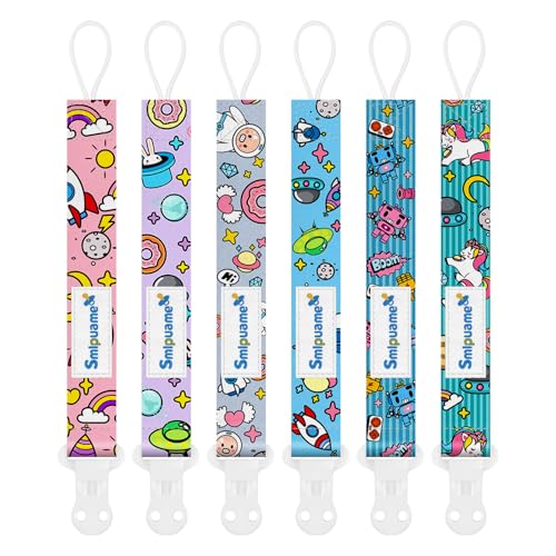 Image of Pacifier Clip Girl,6 Pack Stylish Binky Clips Strap for Baby Girls,Paci Holder with Clip Lightweight Universal Fits Most Pacifiers Teether Toy Teething Ring Soothie,Baby Gift(Travel in Space)