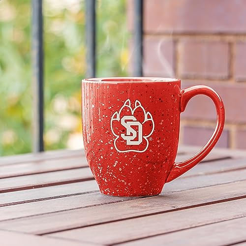 Image of Rico Industries NCAA South Dakota Coyotes Red Personalized 16 oz Team Color Laser Engraved Speckled Ceramic Coffee Mug