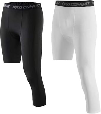 BaronHong Basketball Single Leg Tight Sports Pants 3/4 One Leg Compression Pants Athletic Base Layer Underwear