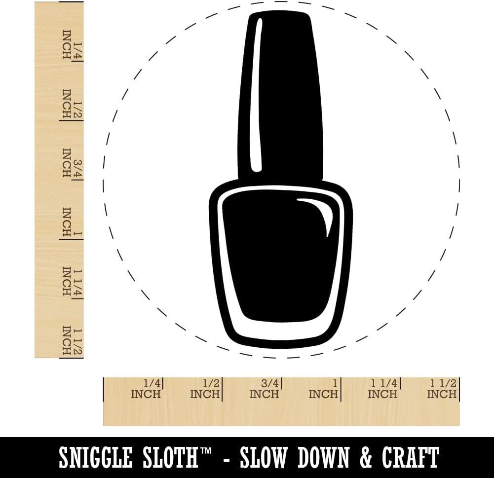 Cute Nail Polish Self-Inking Rubber Stamp Ink Stamper for Stamping Crafting Planners - 1-1/2 Inch Large - Red Ink