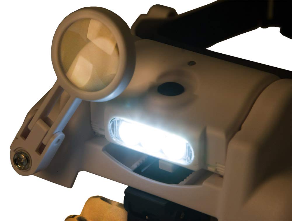 Levenhuk Zeno Vizor HR6 Lente d’Ingrandimento Ricaricabile USB da Testa – Occhiali di Ingrandimento a Mani Libere con Luce LED e 5 Lenti Intercambiabili da 1–8x per Artigianato | Lente frontale USB con LED, 5 lenti intercambiabili e ingrandimento 1x-8x pe