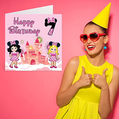 7Th Birthday Card Girl - Fantasy Castle Mouse - Happy Birthday Card 7 Year Old Girl, Girls Birthday Cards For Her, 5.7 X 5.7 Inch Greeting Card For Daughter, Niece, Granddaughter, Sister, God Daughter #TOP6
