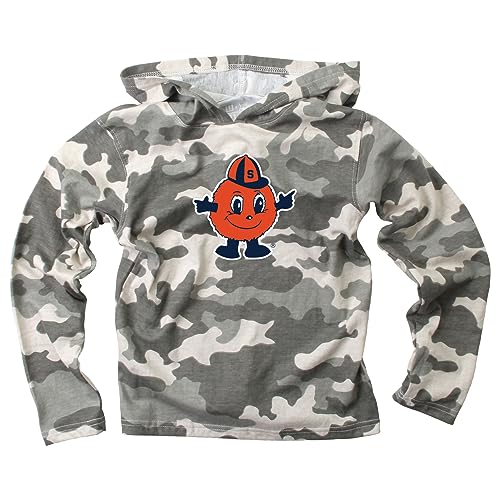 Wes and Willy Youth Boys College Camo Long Sleeve Hooded T-Shirt (Syracuse, Youth Small)