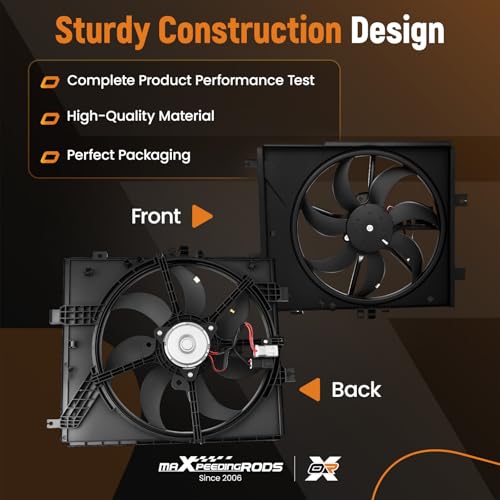 Image of maXpeedingrods Engine Radiator Cooling Fan Assembly for Nissan Versa 2012-2019 / Versa Note 2014-2019 L4 1.6L Automatic CVT, Replace # 214819KK0A, 214813AB3A