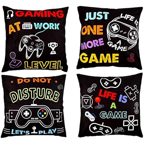 SOSPIRO 4 Pack Gaming Throw Pillow Covers Cover