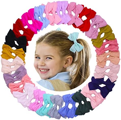 Hair Bows for Girls,Hand-made Grosgrain Ribbon Hair Bow Alligator Clips Hair Accessories for Toddlers Baby Girls Kids Teens (3.5 Inch, 25 Colors in Pairs)