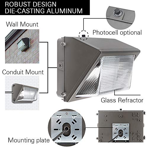Konlite 80W Led Wall Pack Light 11,600Lm 0-10V Dimmable 5000K Daylight Dust To Dawn Led Outdoor Lighting - Etl - 400W Equal #TOP1