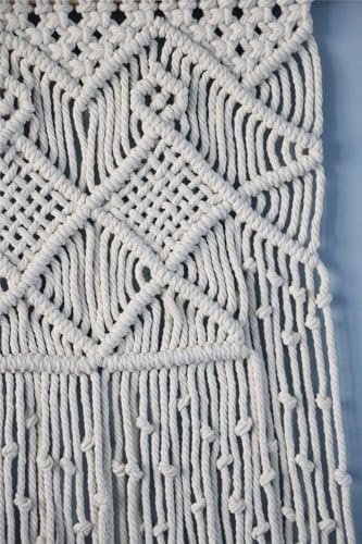 Tapisserie murale macramé avec pompon et corde de coton pour décoration murale de salon - 6