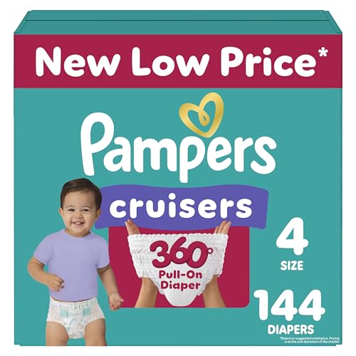 Image of Pampers Diapers - Cruisers 360 - Size 4, 144 Count, Babyproof up to 100% Leakproof Pull-On Diaper