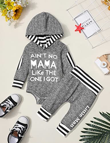 Fommy Baby Boy Clothes 0-3 Months Boy Clothes Letter Print Hoodies+Little Man Stripe Long Pants 2Pcs Outfits Baby Boy Stuff Gifts Set #TOP4