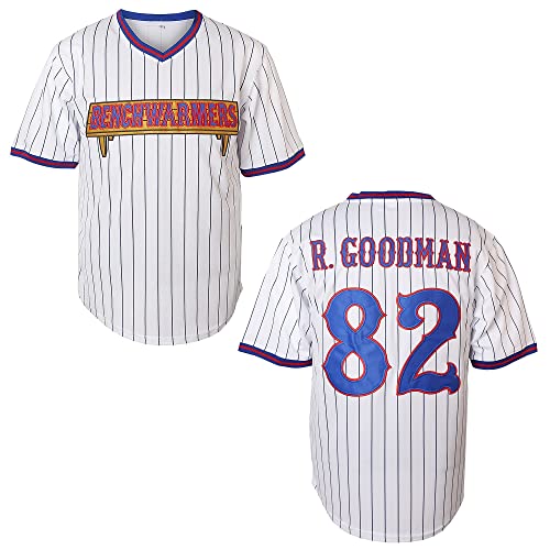 MESOSPERO Benchwarmers Jersey 32 Howie Goodman 68 Reedy 82 Richie Goodman 44 Matthews Men's Pinstriped Baseball Jersey (82 White, Large)