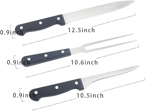 Miniatura 7 de Cuchillo multifunción para tallar y tenedor de carne más cuchillo de corte de pan con borde dentado, cuchillos de corte de chefs de lujo para pavo