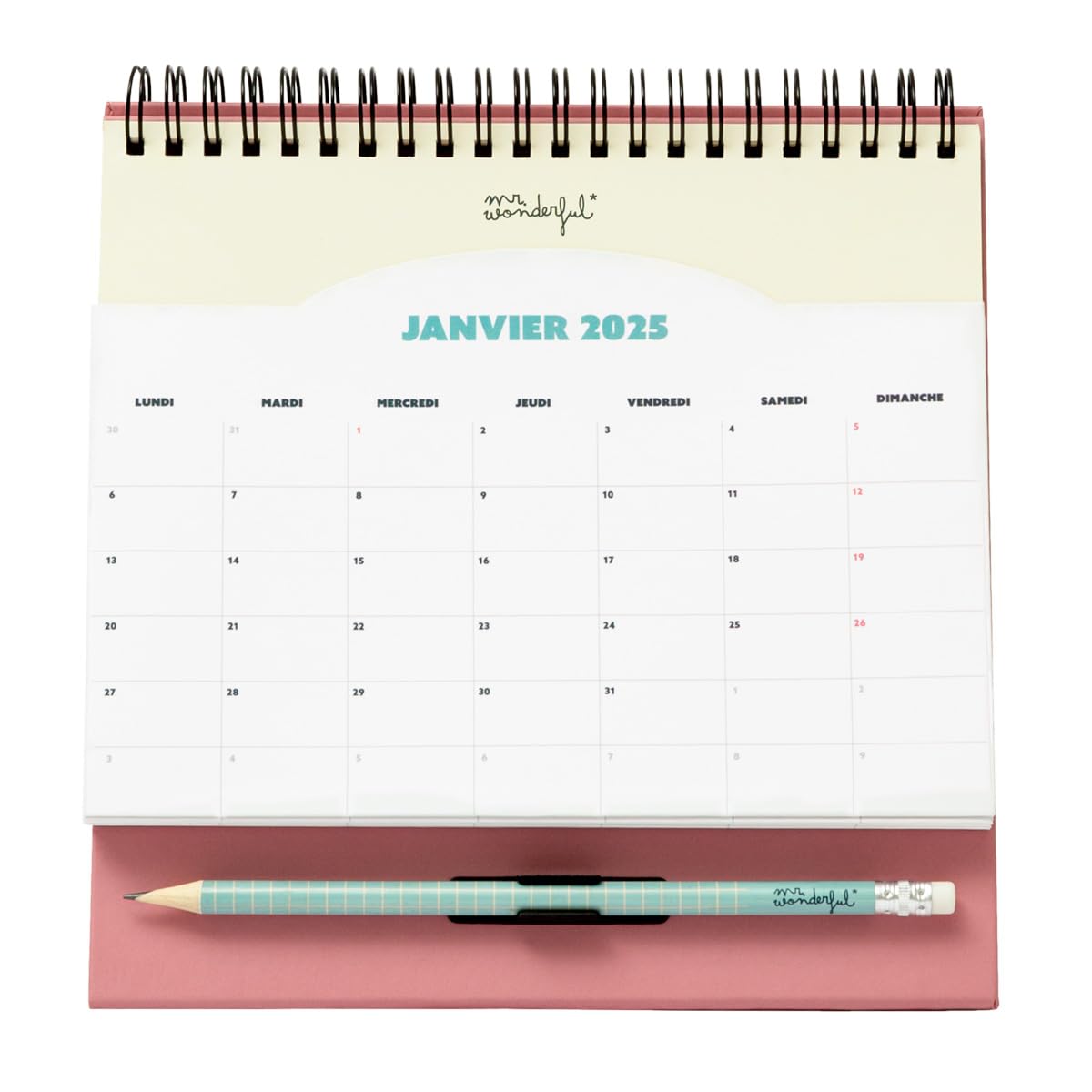 Mr.Wonderful 2025 Desk Calendar with Pocket to Enjoy All Moments of Happiness - Includes 1 Sticky Note Pad