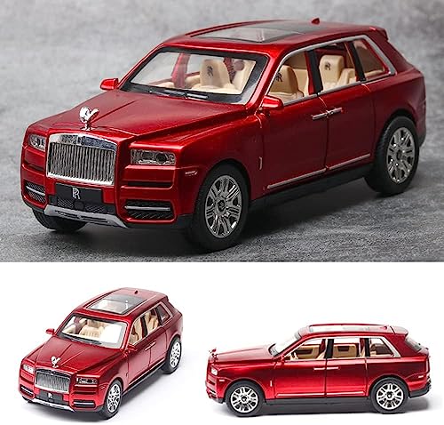 Image of 1:24 Rolls-Royce Cullinan Diecast Model Car Alloy Pull Back Toy Car with Sound & Light, Collectible Vehicle for Kids & Adults, Birthday Gift for Boys & Girls (Red)