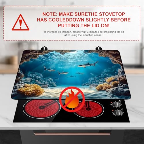Image of Underwater World Stove Top Cover Retro Flower Gas Stove Top Cover for Home Decoration Kitchen Pad Non-Stick Washable Cooktop Covers Countertop Protector Keep Stove Clean 28 inchx20 inch