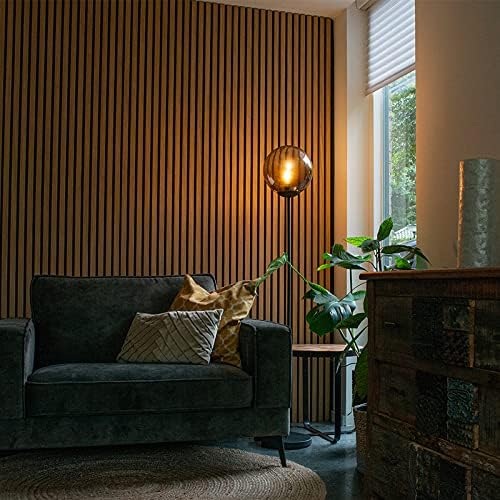 Qazqa QAZQA - Art Deco Art Deco vloerlamp zwart met smoke glas - Pallon | Woonkamer | Slaapkamer | Keuken - Glas Langwerpig - E27 Geschikt voor LED - Max. 1 x 40 Watt photo 2