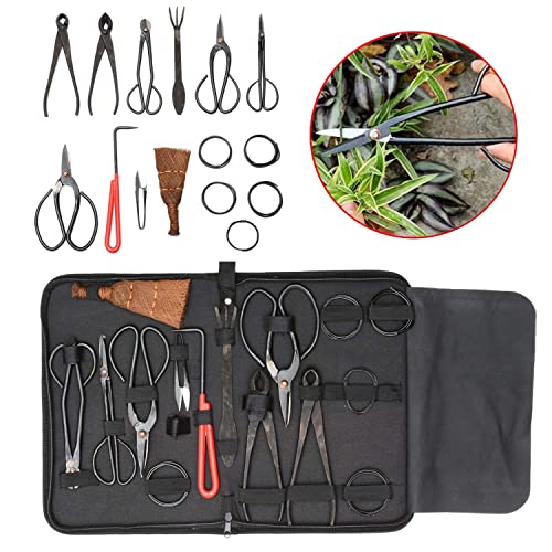 New Deal MYOYAY Plants Pruning Carbon Steel Bonsai Tools Set Gardening Tools Kit Tree Scissors Rake Bonsai Scissors for Bud Leaves Trimming Tools Set with Case, Set of 10