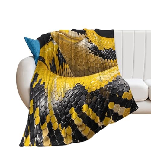Couverture canapé et lit motif python jaune pour des soirées cocooning chaleureuses