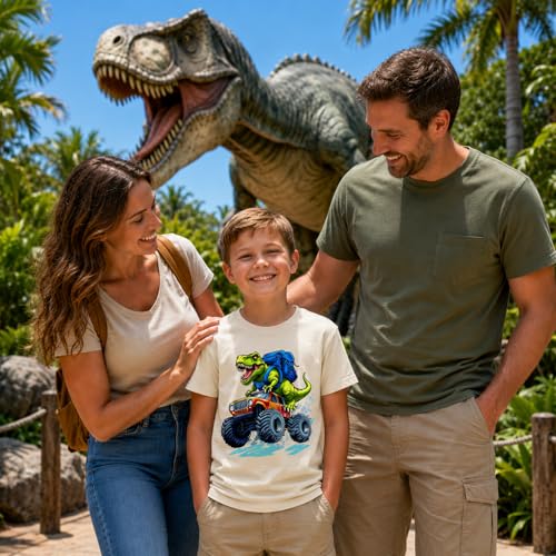Image of Dinosaur Shirt for Kids Boys Girls Funny Toddler Dino Short Sleeve Graphic Cotton Tee Top 2-7T
