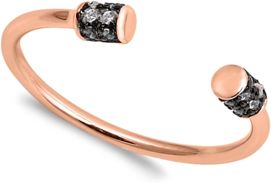 CHOOSE YOUR COLOR Sterling Silver Open Flexible Ring