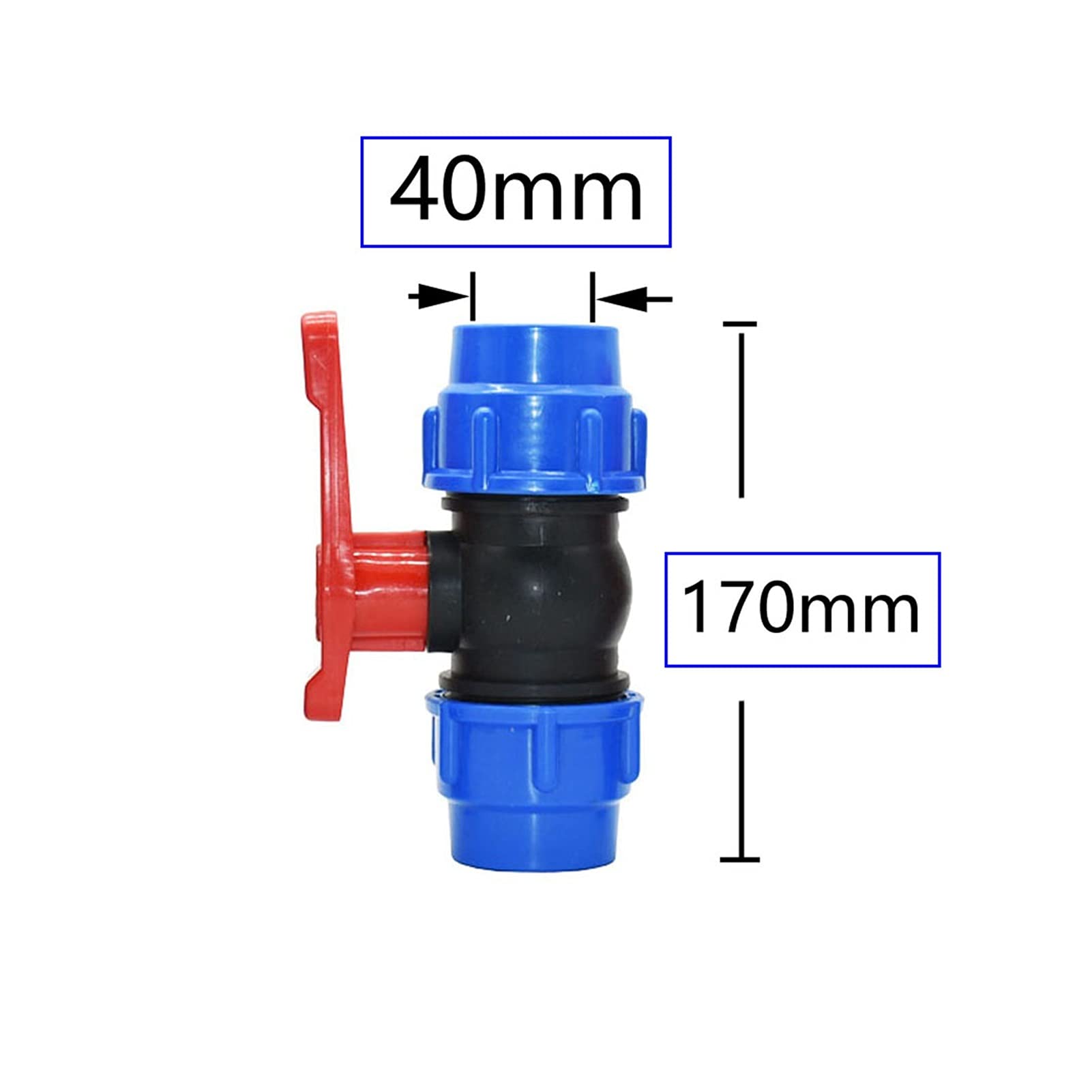 Kit del connettore del giunto del tubo flessibile 20/25/32/40/50 / 63mm tubo d'acqua in plastica Connettore rapido Valvola a sfera PE tubo riparazione Giardino rubinetto Accessori ( Color : 40MM )