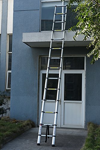 Good Life 15.5FT Telescopic EN131 Professional Folding Aluminum Multi Purpose Telescoping Ladder Extension Ladder with Spring Loaded Locking HMI023