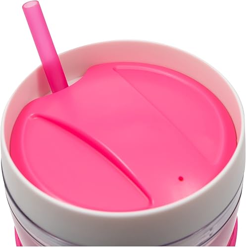 Miniatura 4 de COOL GEAR Paquete de 4 enfriadores Calisto transparentes de 24 onzas con popote y banda, botella de agua reutilizable con cierre de doble función,