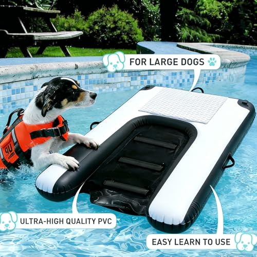 Rampe d'eau gonflable pour chien échelle de secours piscine jaune - 3