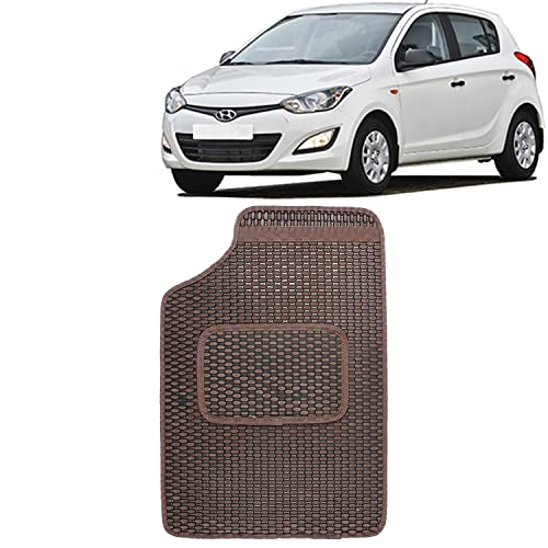 Image of Kingsway Dotted Design Car Floor Foot Mats Universal Fit for Hyundai I20, Model Year : 2011-2014, Water and Dustproof, Color Brown, Set of 5 Pieces
