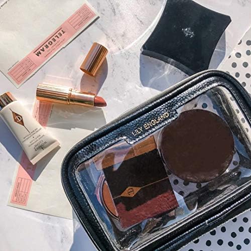 Wyraźny Travel Makeup Bag Organiser - Small Cosmetic Case Portable Airport Toiletry Bag by Lily England (Czarny)