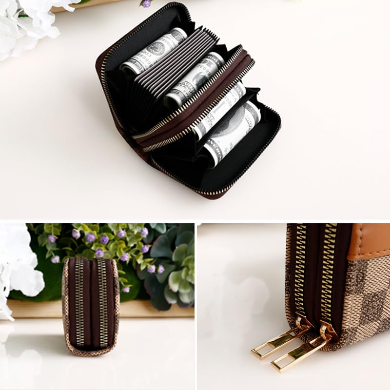 Small Credit Card Holder Wallet, Portable Multi-slot Wallets for Women, Zippered Small Coin Purse Change Holder Card Case for Women (Gray- A)3