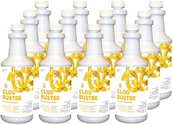 ClogBuster Non-Acidic Liquid Drain Opener and Clog Remover, Commercial Grade, Case of 12 Quarts...